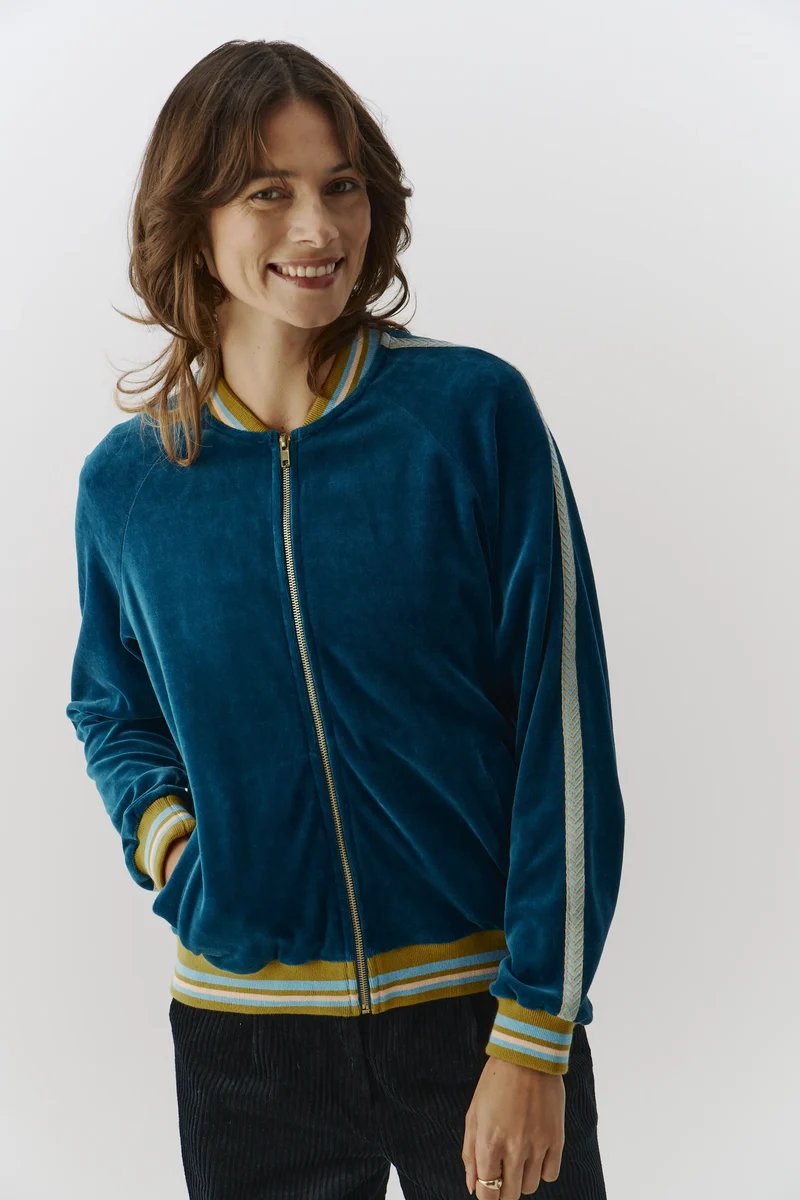UVR Berlin jacket Kikiina velours petrol blue