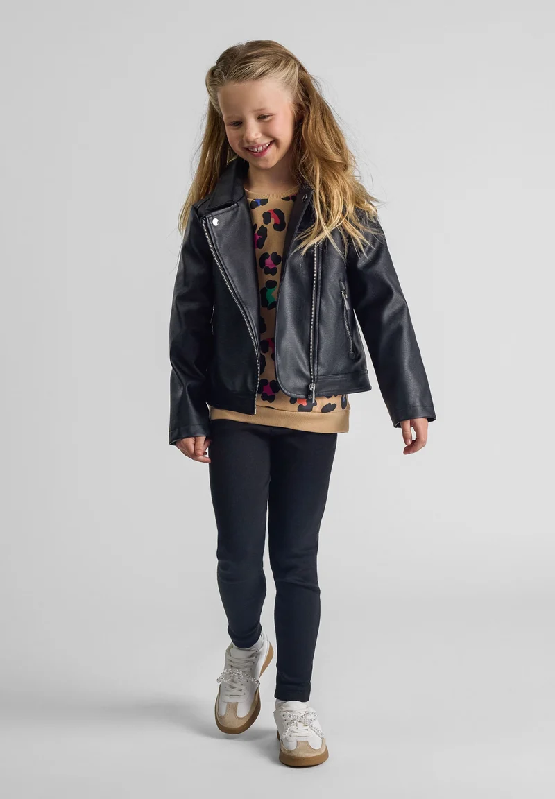 Girls' biker jacket in black