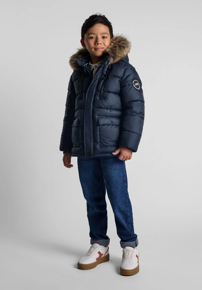 Boys' puffer parka in dark blue