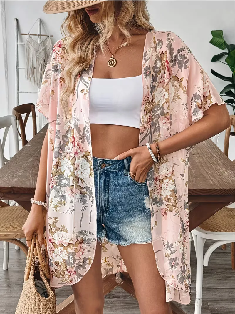 Dames Cardigan met Bloemenprint - Oversized Zomerstijl