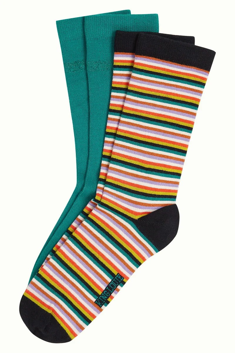 King Louie socks 2-pack millie stripe ponderosa green