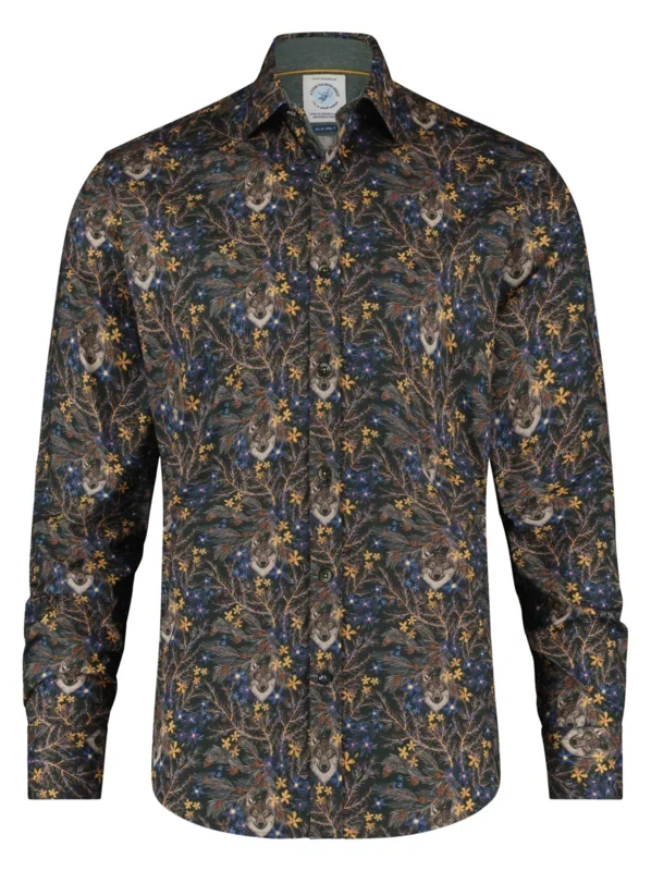 Overhemd met wolvenprint | A fish named Fred shirt wolf green