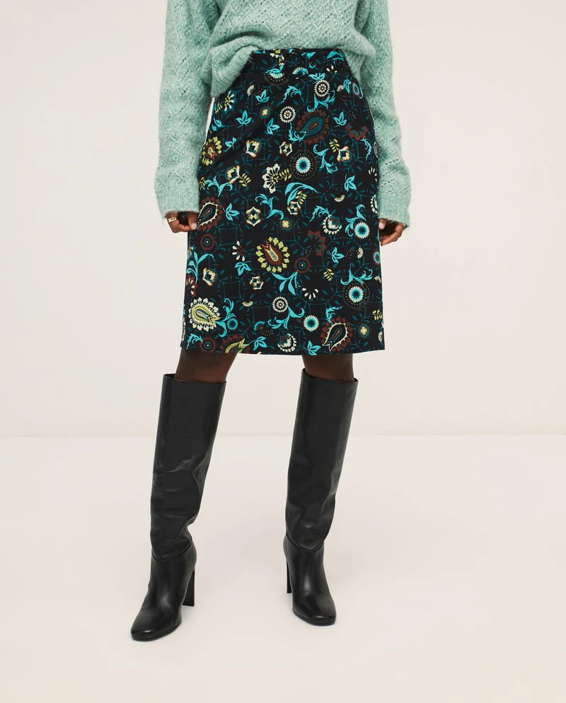 Rok met bijpassende riem | Surkana midi skirt with belt navy blue