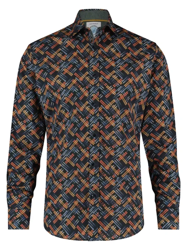 Overhemd met skilattenprint | A fish named Fred shirt ski check green