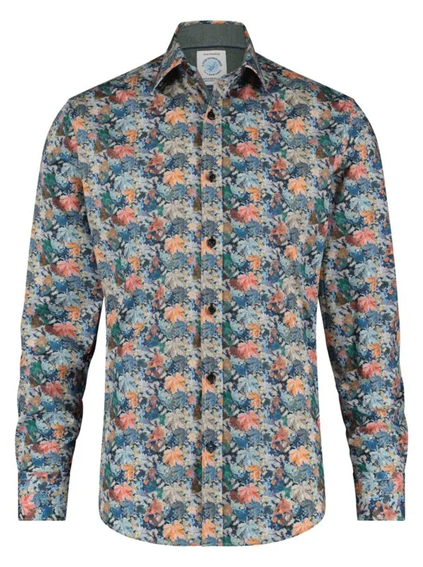Overhemd met herfstprint | A fish named Fred shirt ice leafs multicolour