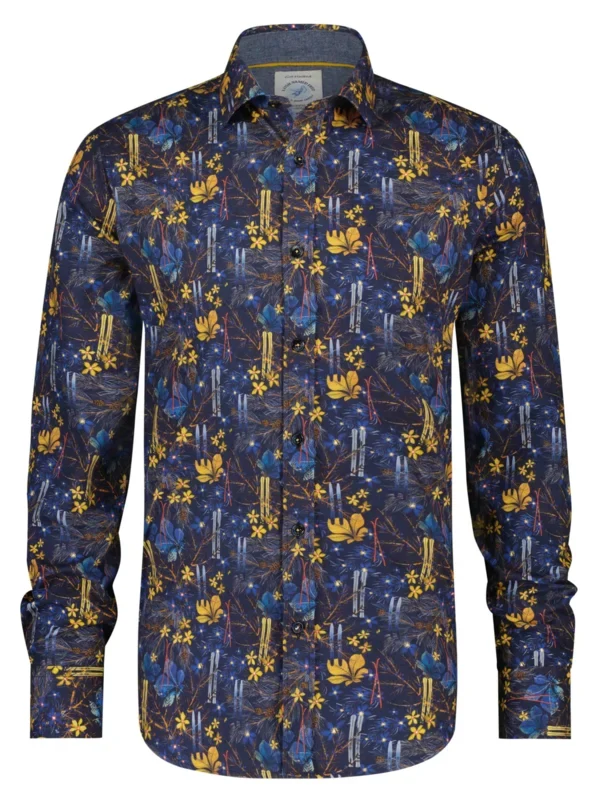 Overhemd met bloemenprint | A fish named Fred shirt flowerprint navy