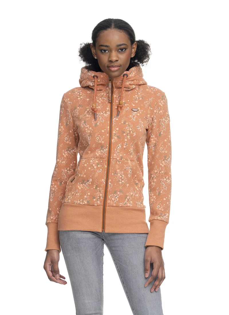Oranje vest met bloemenprint | Ragwear neska print zip coral