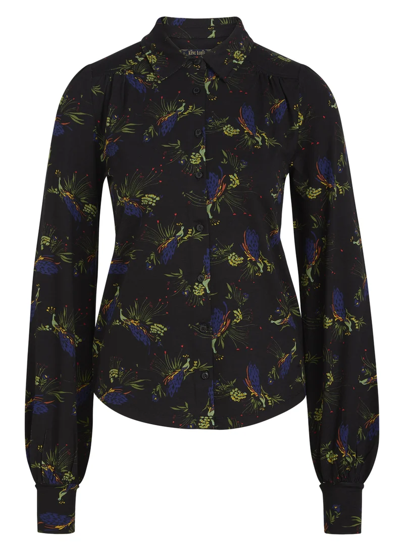 Zwarte blouse van duurzame viscose | King Louie Carina blouse radiant black