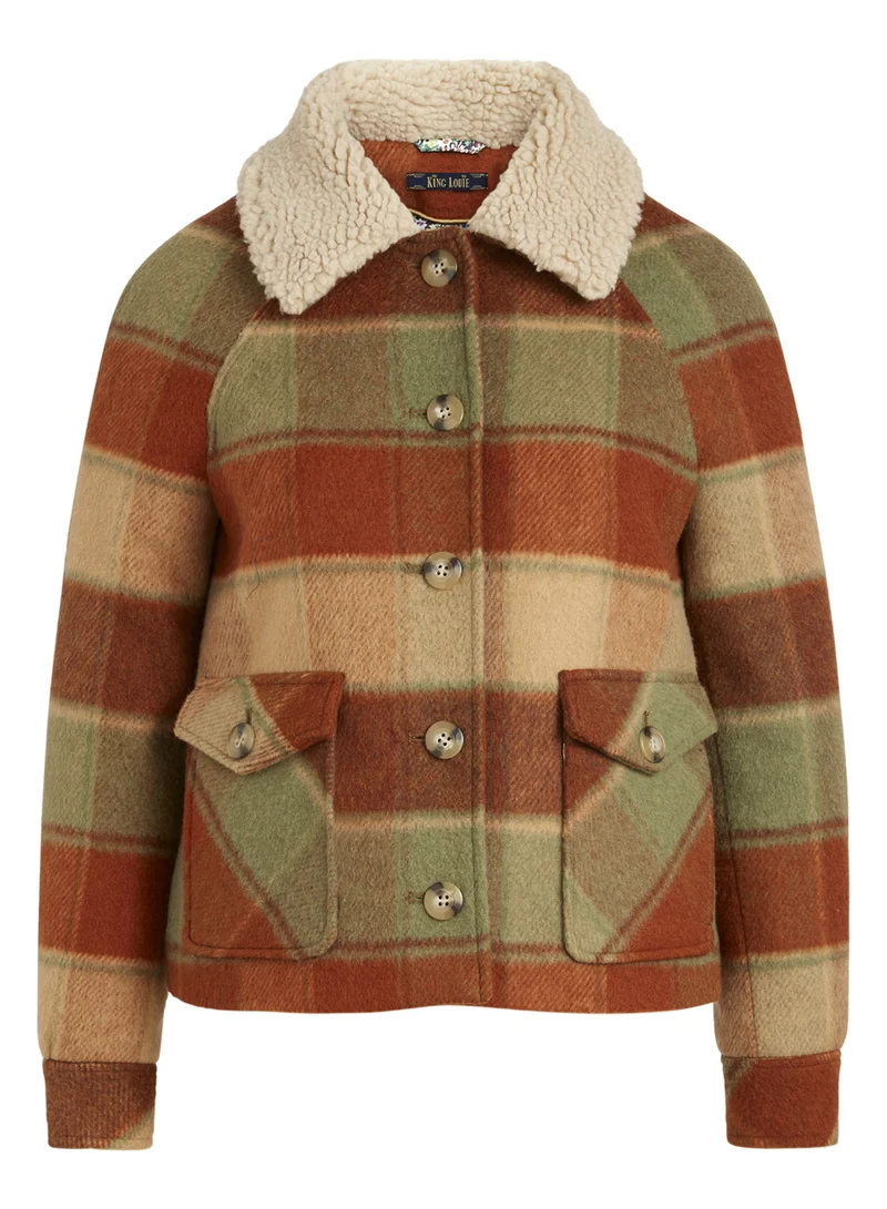 Korte winterjas | King Louie Sylvie jacket gomez check umbre