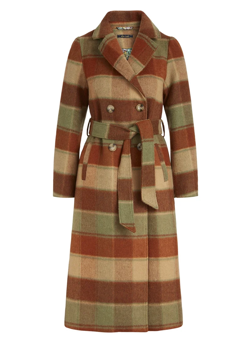 Gevoerde lange winterjas | King Louie Robin coat gomez check umbre