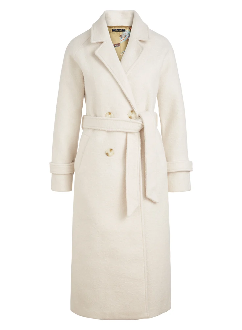 Gevoerde lange winterjas | King Louie Maura coat chop sui winter white