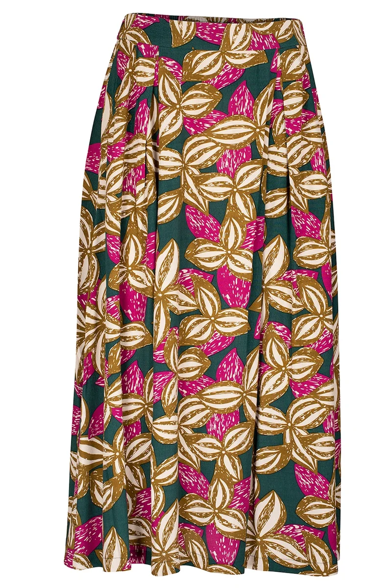 Groen halflang rokje | Zilch skirt midi woodcut pine