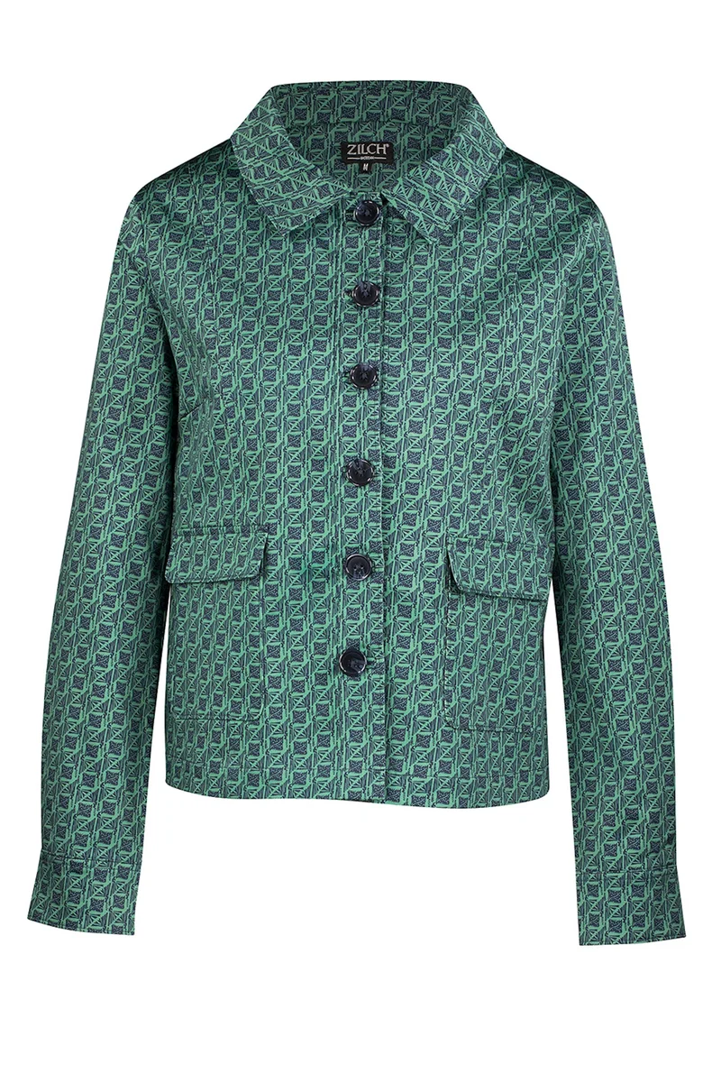 Groen jasje met grafische print | Zilch jacket silkscreen jade