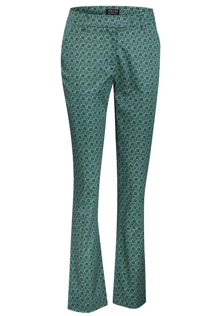 Groene broek met grafische print | Zilch pants silkscreen jade