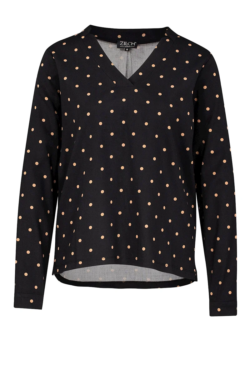 Zwarte top met stippenprint | Zilch top V-neck polkadot black