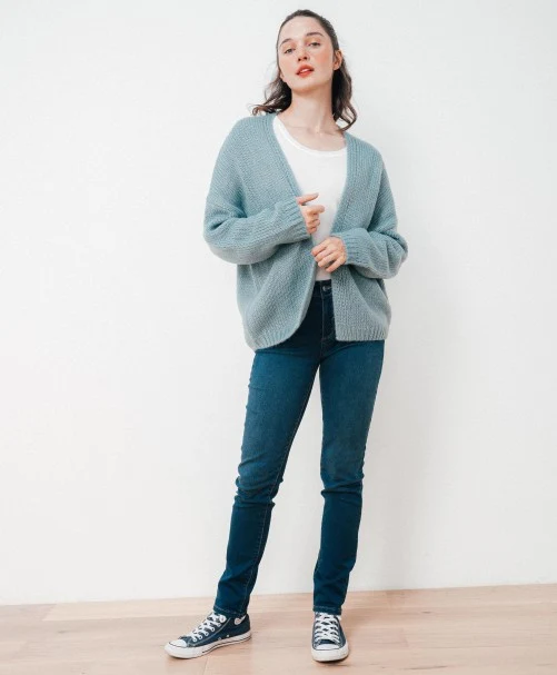 Lichtblauw warm vest | C'est beau la vie Lucie gilet cardicool vert de gris