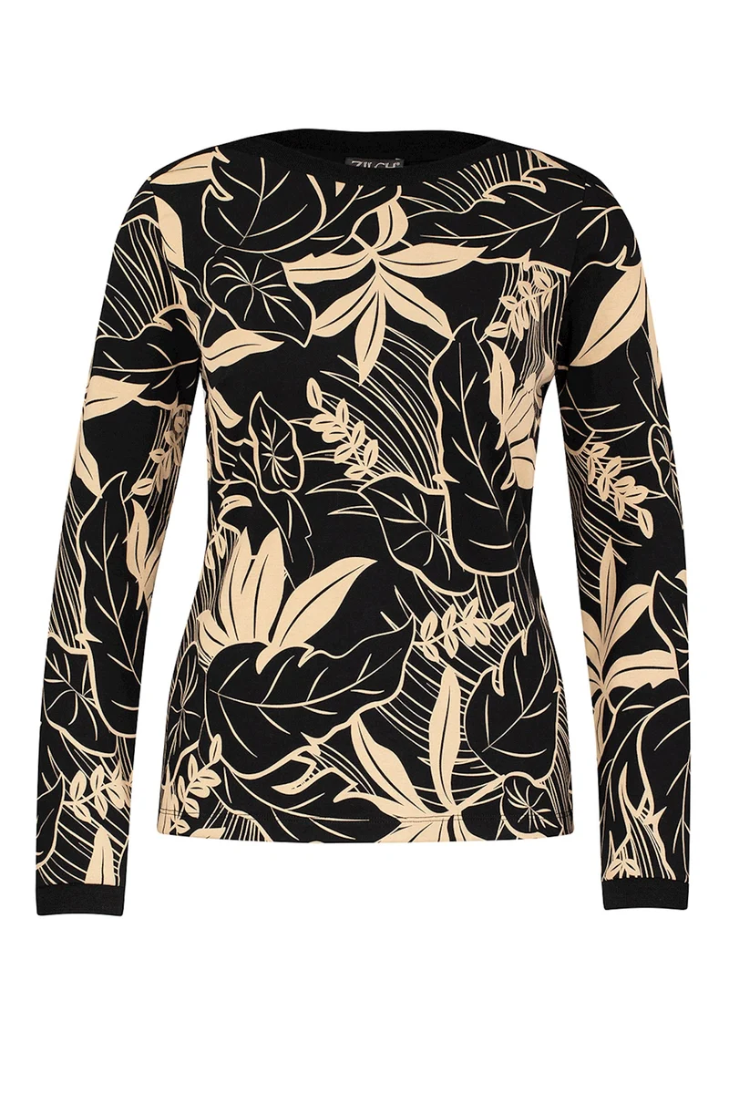 Zilch top boatneck jungle black
