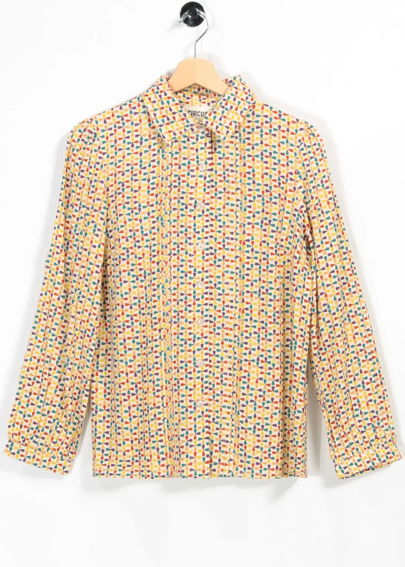 Gele blouse met print | Circus Clothing blouse windmill almond oil