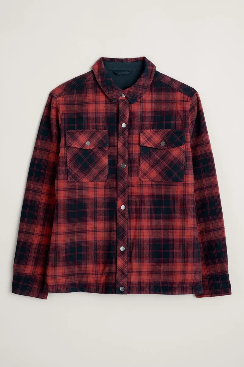Reversible jasje | Seasalt Cornwall men's yardarm overshirt jacket hill bark red sail