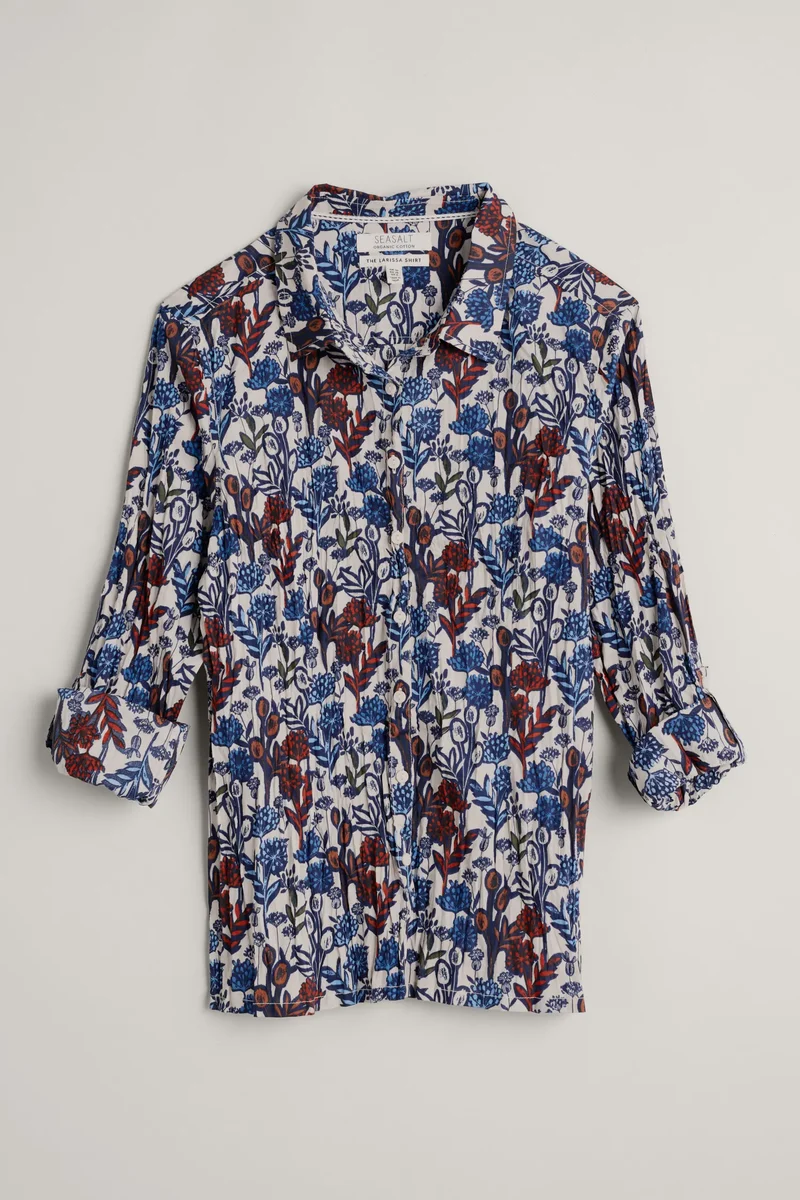 Seasalt Cornwall Larissa shirt printed seed heads aran