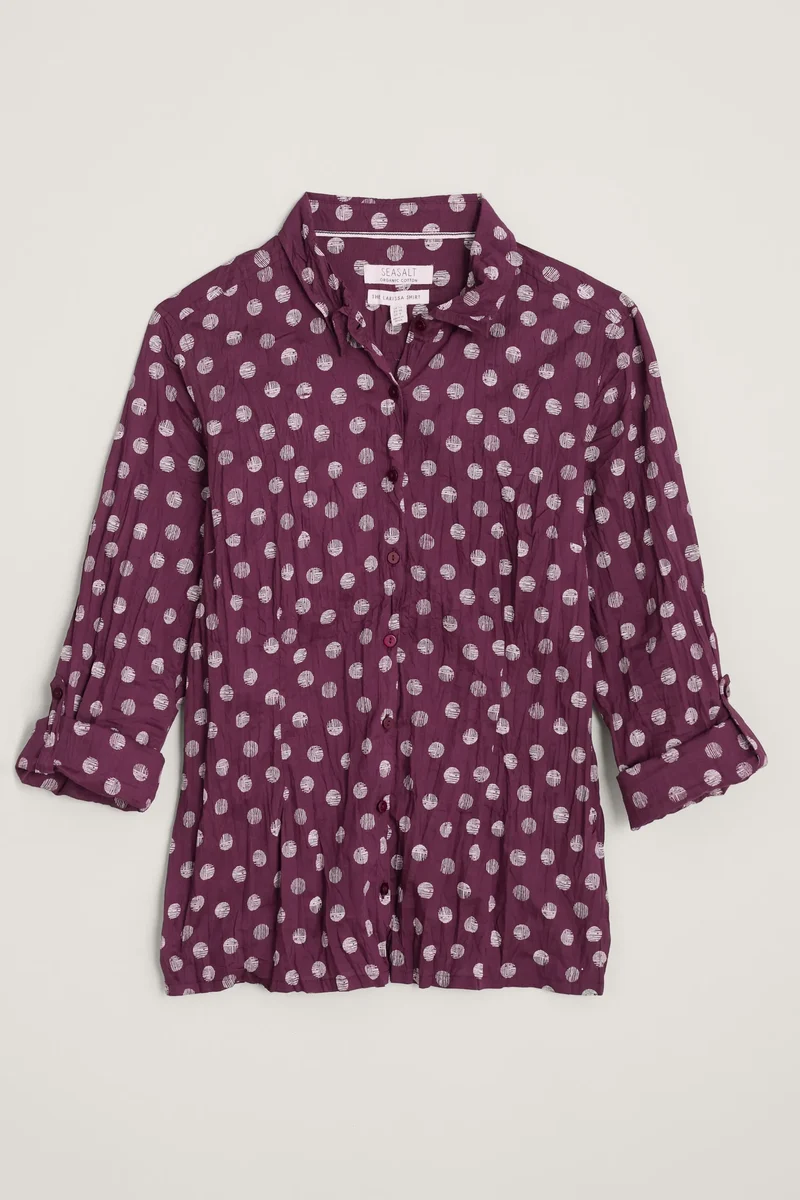 Blouse van biologisch katoen | Seasalt Cornwall Larissa shirt logan spot dark hellebore