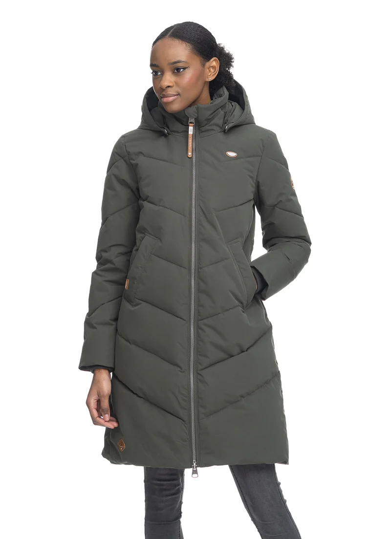 Warme gevoerde winterjas | Ragwear jacket rebelka dark olive