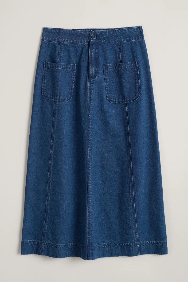 Blauwe rok van biologisch katoen | Seasalt Cornwall dusk journey skirt mid indigo wash