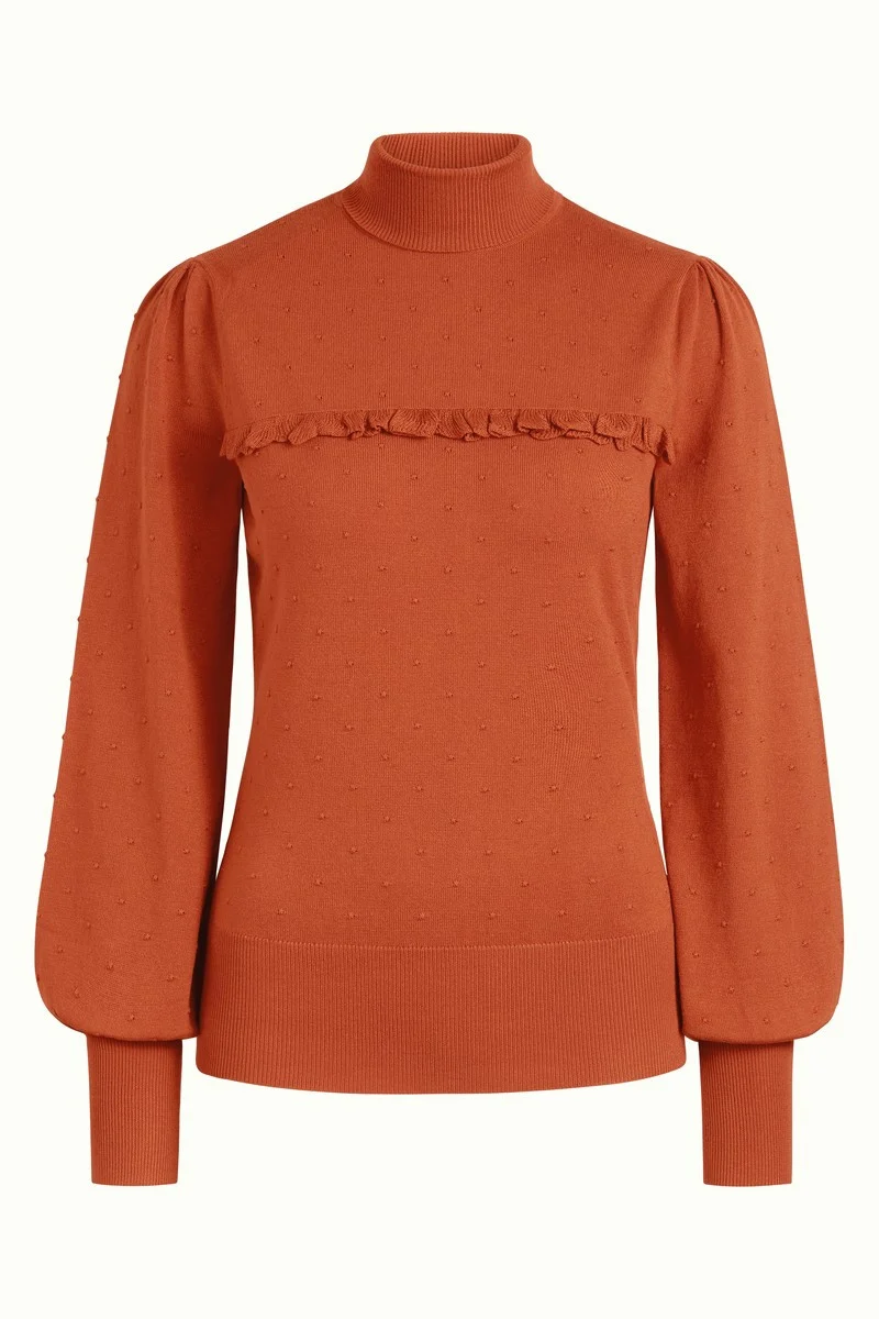 Gebreide trui met ruches | King Louie Jada ruffle sweater droplet clay red
