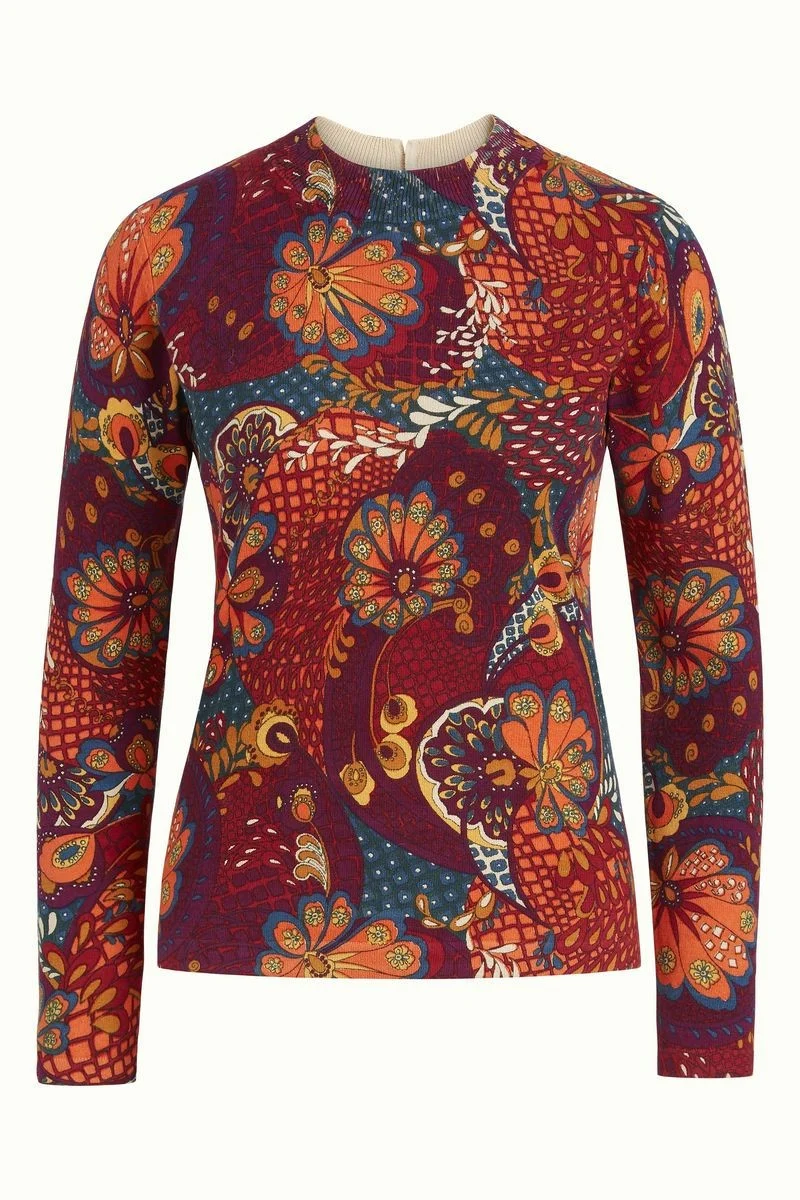 Rode top met bloemenprint | King Louie Agnes turtleneck top clubbin true red