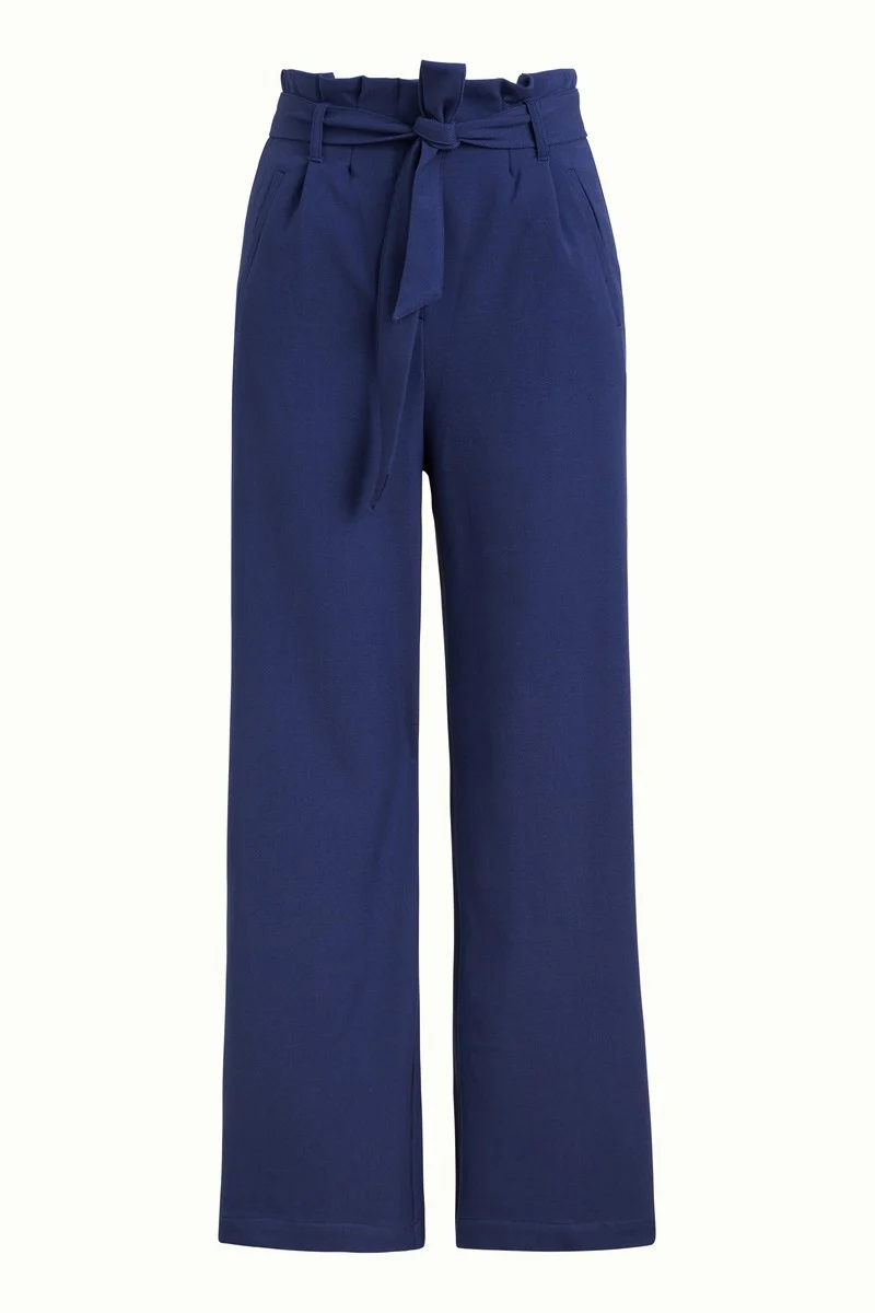 Broek met strikceintuur | King Louie neva pants tuillerie dazzling blue