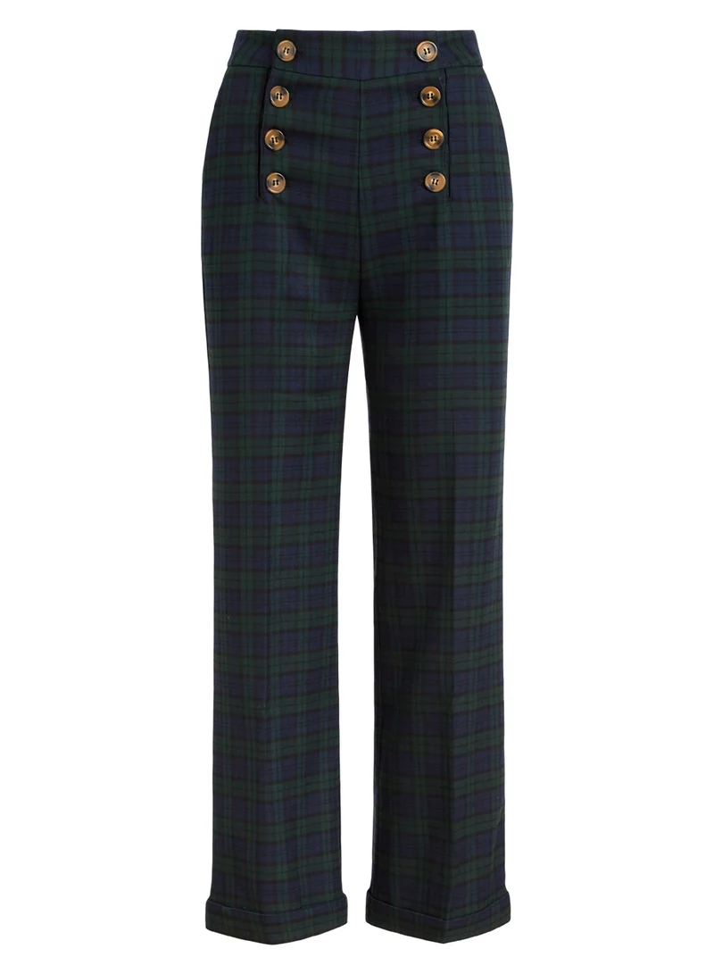 Broek met ruitprint | King Louie Sally pants ricco check blue