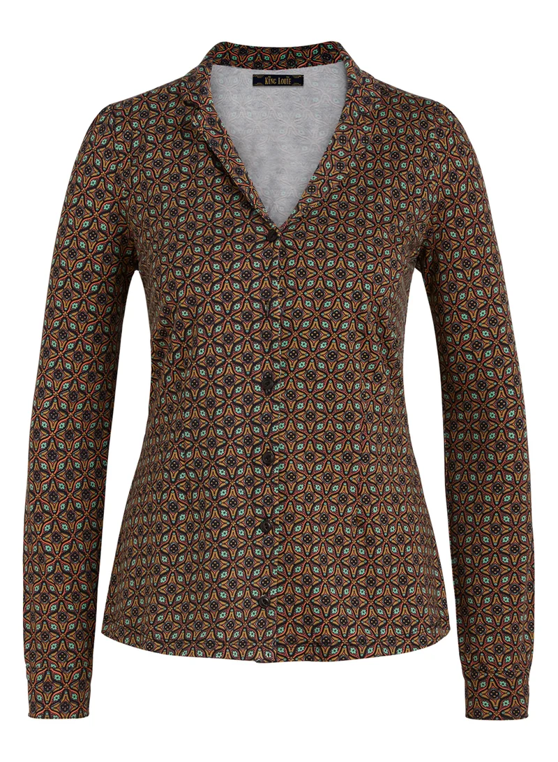 Aansluitende blouse | King Louie Patty blouse quinto wood yellow