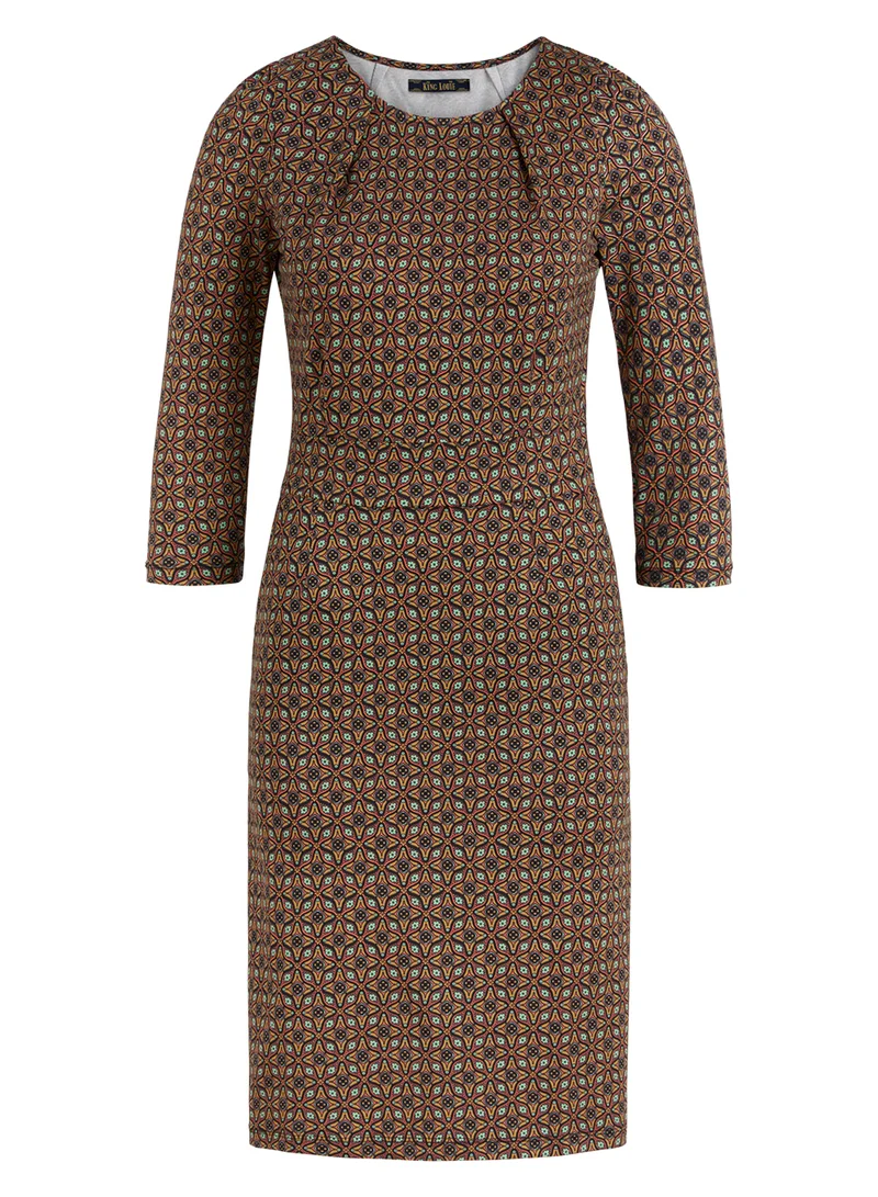 Aansluitende jurk | King Louie Mona dress quinto wood yellow