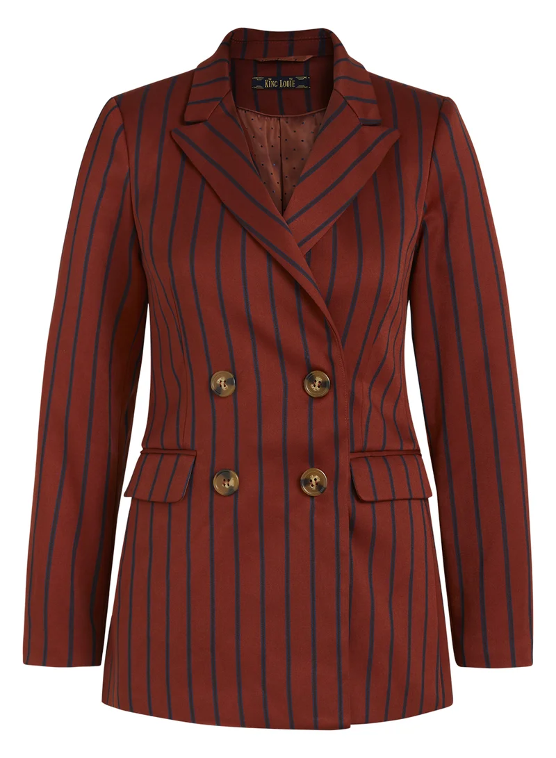 Blazer met dubbele knopenrij | King Louie Tina blazer cubano stripe patina brown