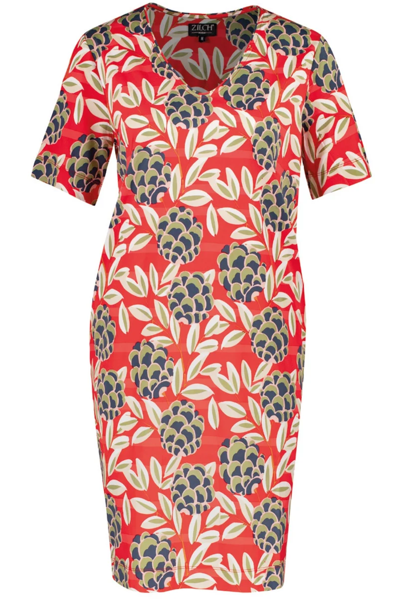 Aansluitende jurk | Zilch dress pockets botanic poppy