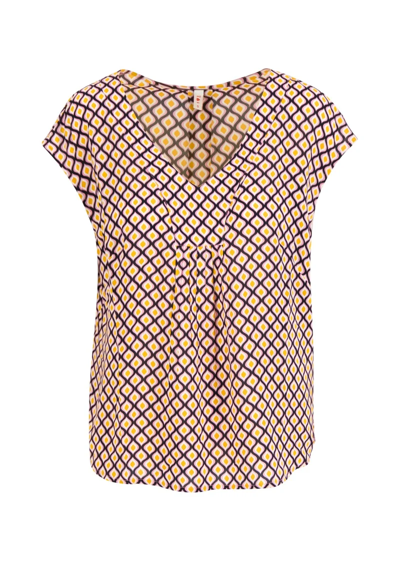Luchtige top van duurzame viscose | Blutsgeschwister nightingales and larks mosaico grafico