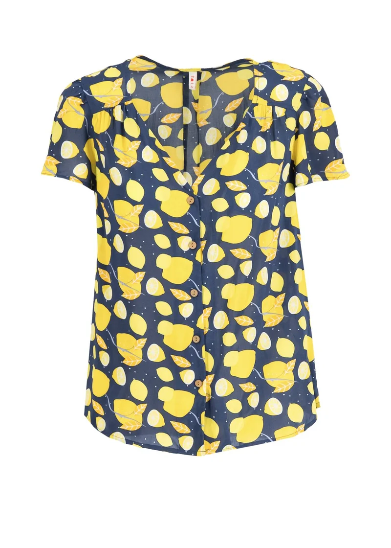 Blouse met korte klokmouw | Blutsgeschwister philosophy of love serra limone