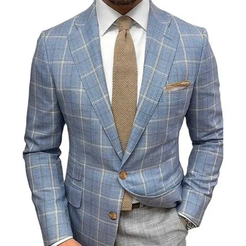 Blauw Gestreepte Revers Jas voor Heren | Comfort & Stijl