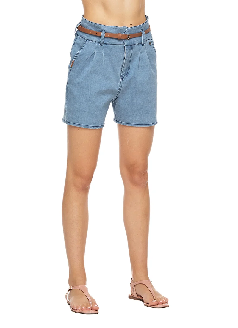 Korte broek met bruine riem | Ragwear Suzzie short blue