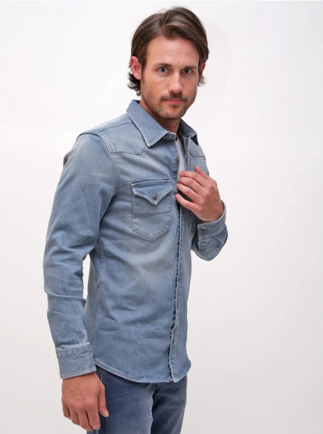 Spijkerstof overhemd | M.O.D. shirt men hillo blue