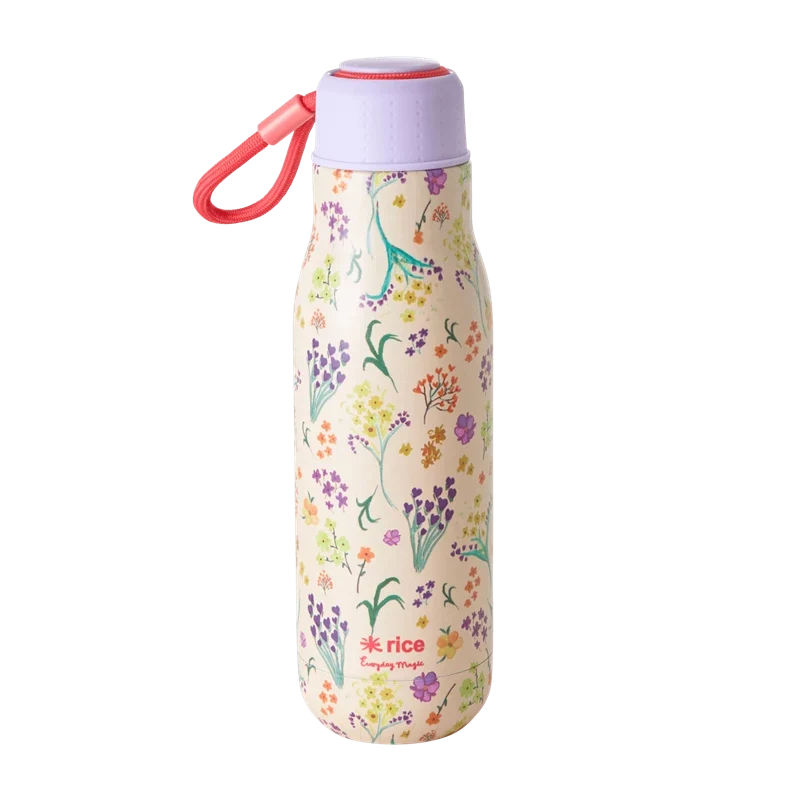 Rice stainless steel drinking bottle with wild flower print