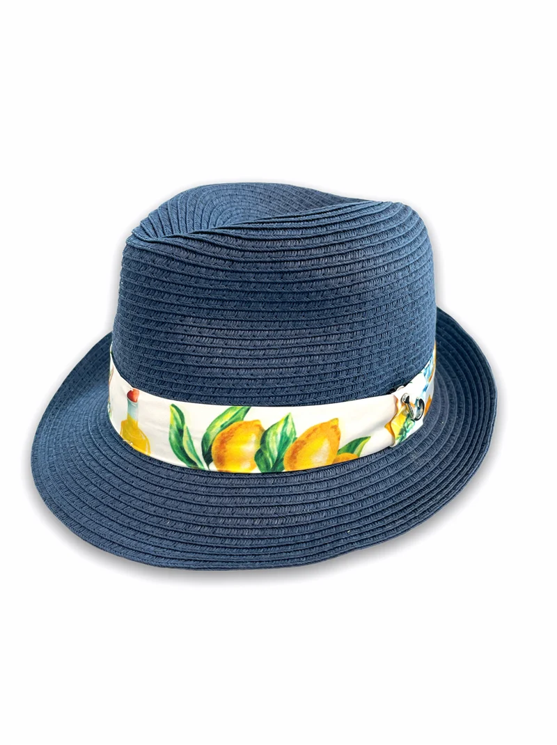Blauwe strohoed | A fish named Fred blue straw hat limoncello blue