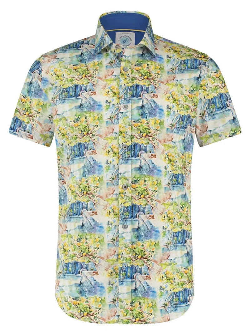 Heren shirt met zomerse print | A fish named Fred shirt amalfi house blue