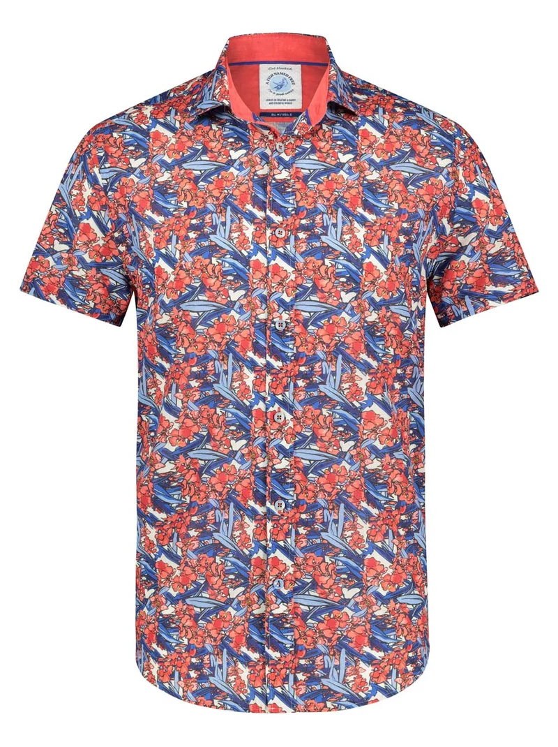 Shirt met oleanderprint | A fish named Fred shirt oleander blue/red