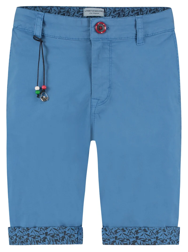 Blauwe korte broek | A fish named Fred bermuda cobalt blue peached twill