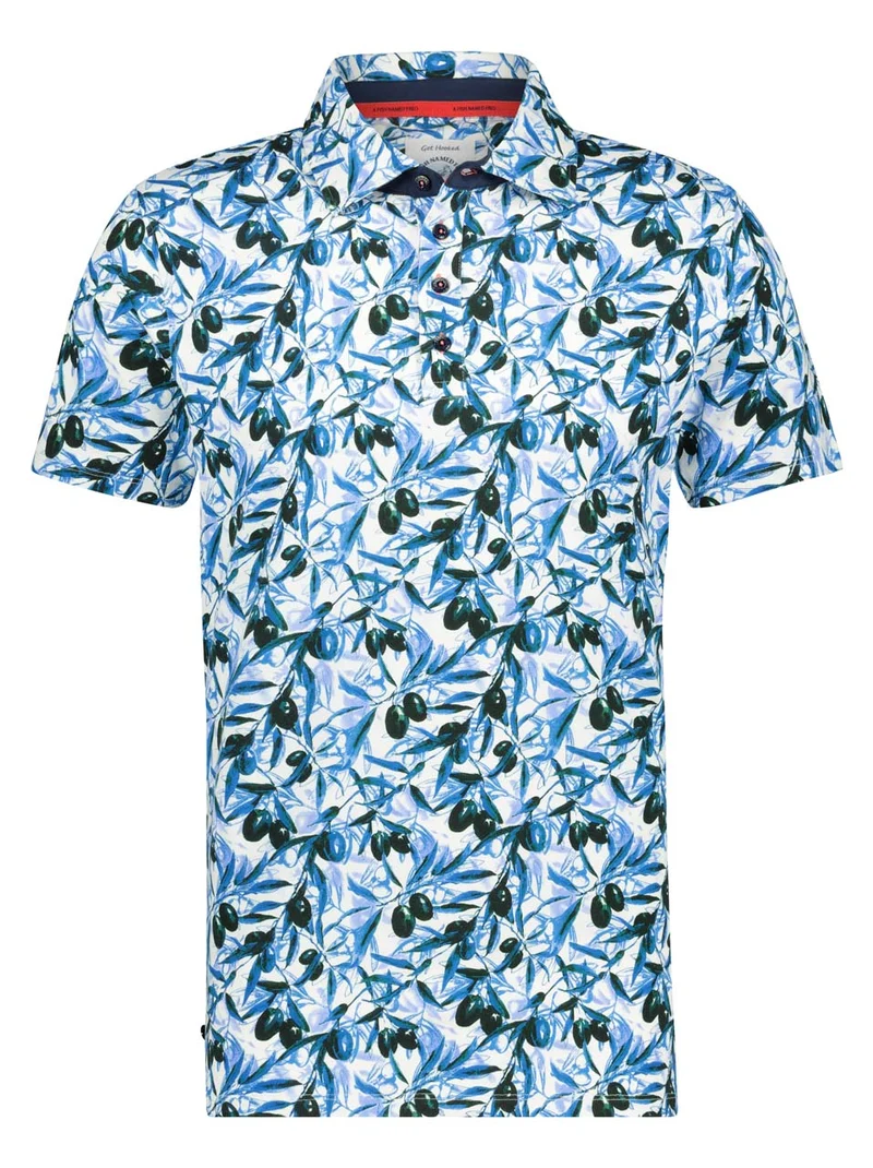 Zomerse heren polo | A fish named Fred polo olives on jersey cobalt blue