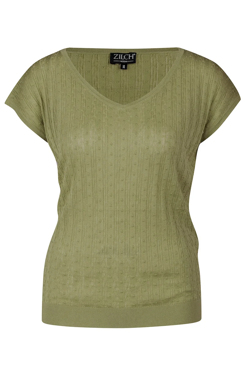 Groen top met V-hals | Zilch top v-neck moss