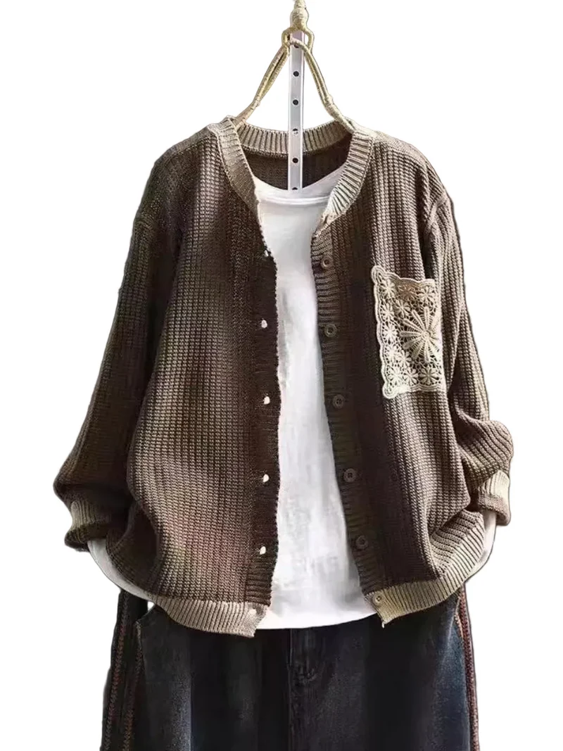 Dames Strickcardigan Met Borstzak
