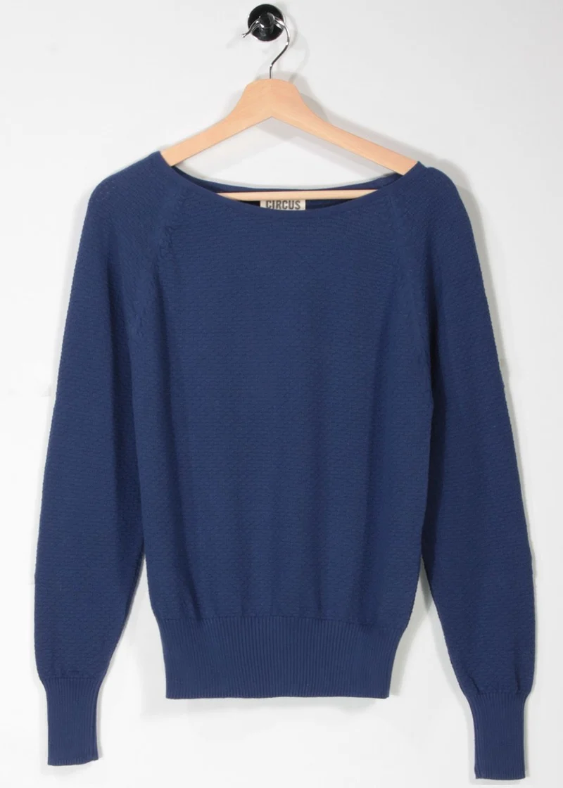 Blauwe trui van biologisch katoen | Circus Clothing sweater blue depth