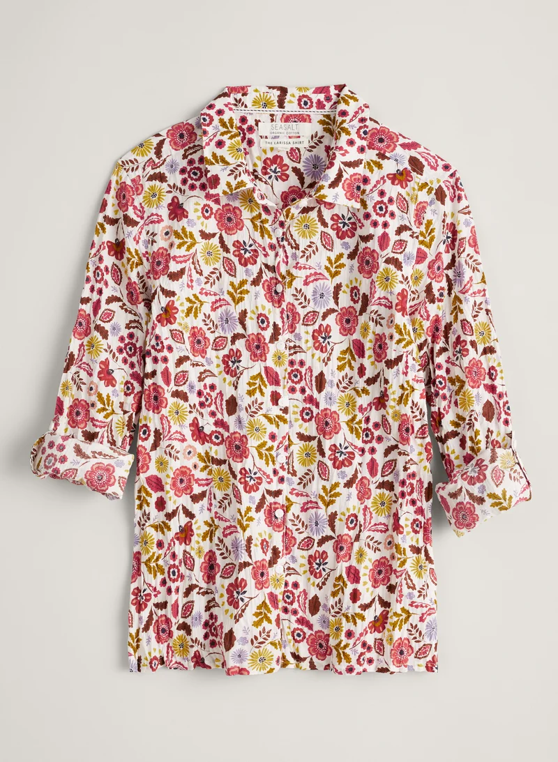 Strijkvrije blouse | Seasalt Cornwall Larissa shirt woodblock floral chalk